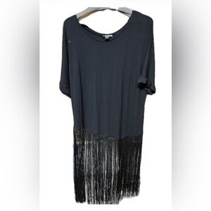 Tasha Polizzi Charcoal Fringe Tee